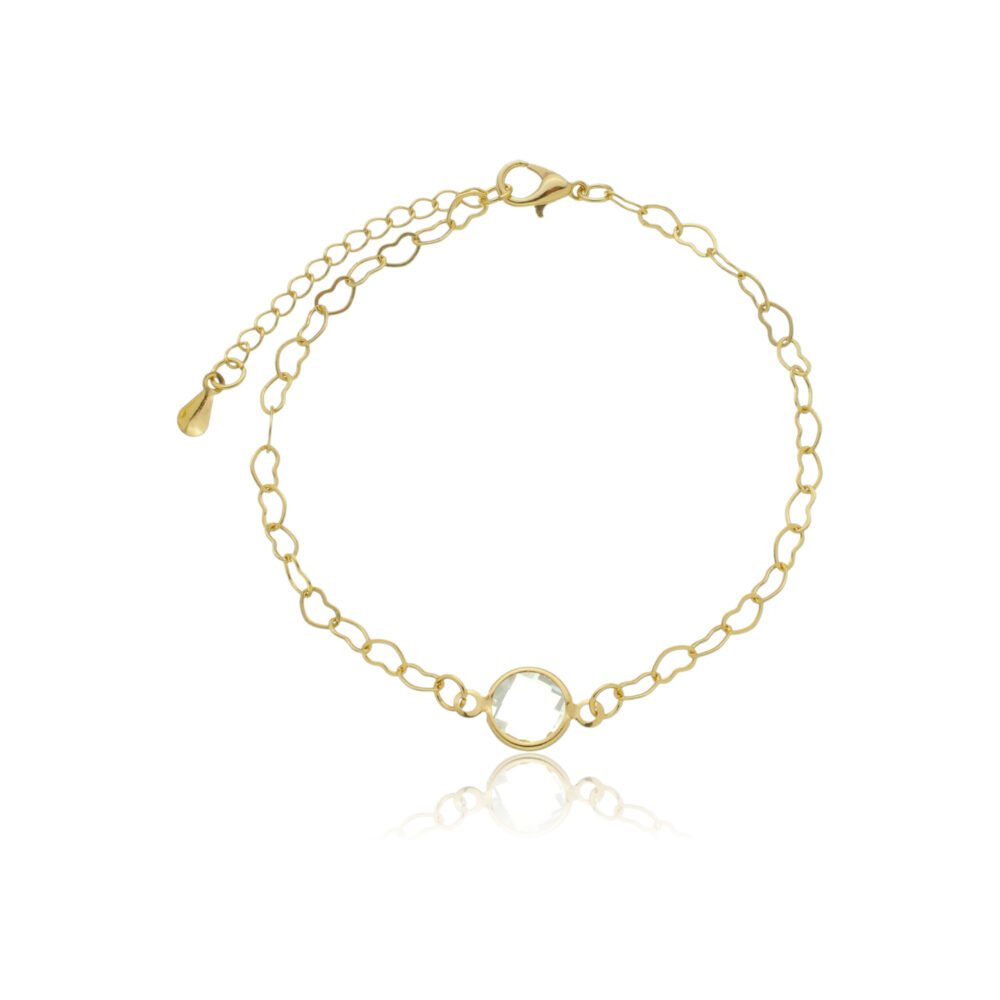 Pulseira elo Coração Com Pingente Único | Ouro 18k