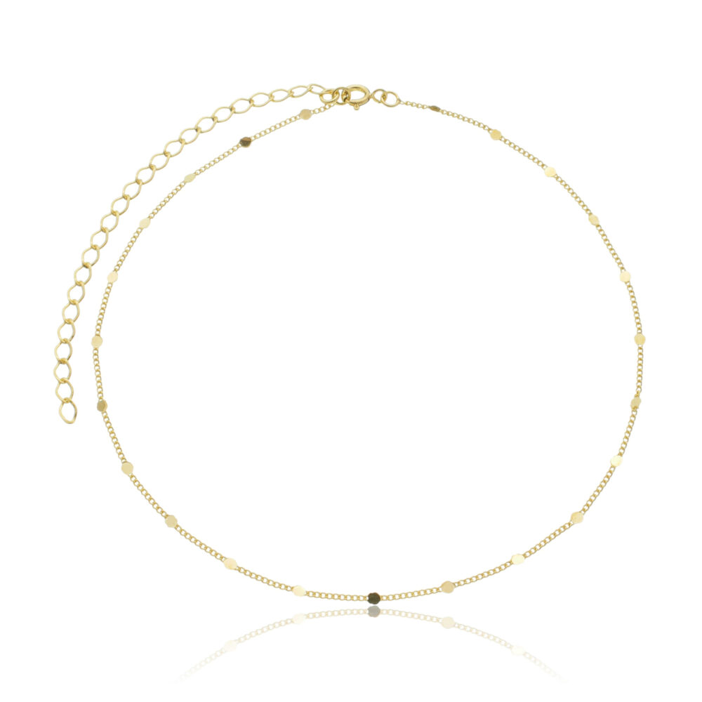 Choker Intercalado Coração | Ouro 18k 35 cm